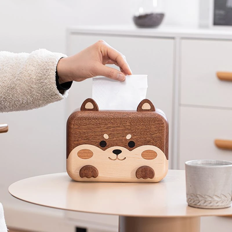 Caja de tejido de ébano shiba inu